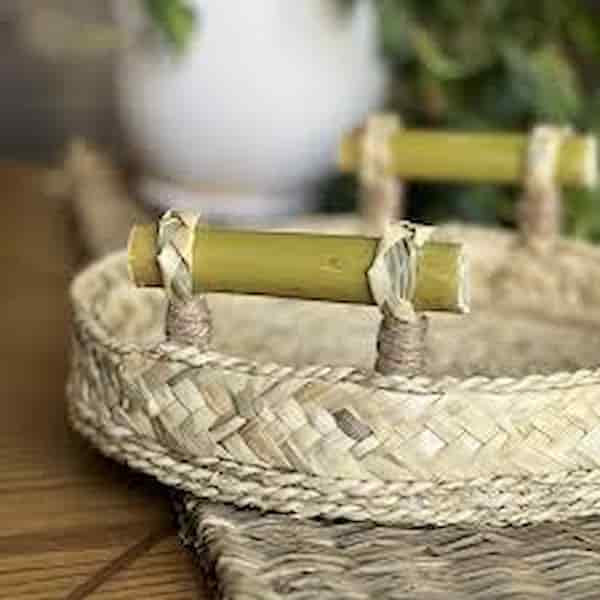 تصویر 3 از قیمت خرید سینی حصیری دسته چوبی + فروش ویژه